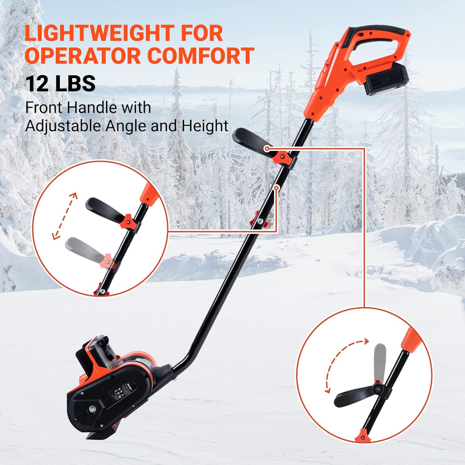 Voltask Cordless Snow Shovel, 18V（Same as 20v） | 11-Inch | 4.0 Ah Cordless Snow Blower, Battery Snow Blower with Adjustable Front Handle & Rotating Chute (4.0 Ah Battery & Quick Charger Included)