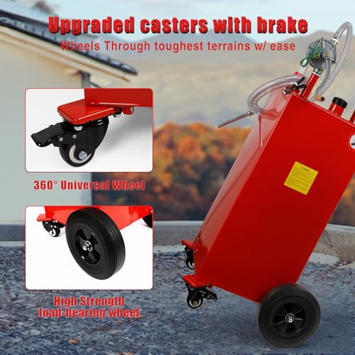 Gas Caddy 30 Gallon Fuel Storage Tank, Large Fuel Container Gas Can with Hand Siphon Pump, Portable Gasoline Water Fuel Transfer Tank for Boat Car Atv Mowers Motorcycle