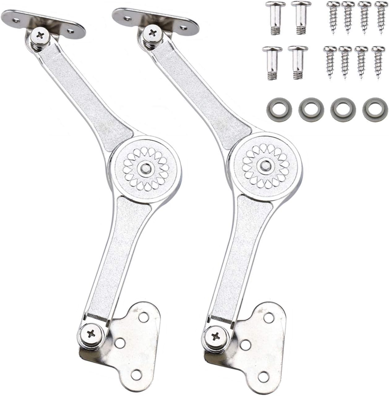 ROJOSER Heavy Duty Lid Stay Hinges Folding Lid Support Hinge for Cabinet,Closet,Wardrobe or Toy Box,?Slided Down The Flap Lid Without Smashing Fingers (KC02-2PC)