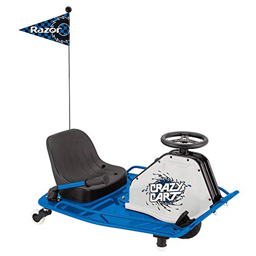 Razor High Torque Motorized Outdoor Drifting Crazy Cart Ride with Drift Bar, Smooth Wheels, and Rechargeable Battery, Blue (2 Pack)