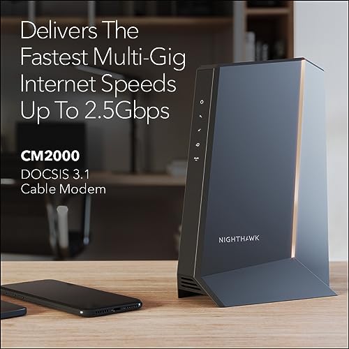 NETGEAR Nighthawk DOCSIS 3.1 Mid/high-Split Cable Modem (CM3000-1AZNAS) – Approved for Today’s Fastest Speeds - Works With all Cable Providers, Incl. Xfinity, Spectrum, Cox - Cable Plans up to 2.5Gbps