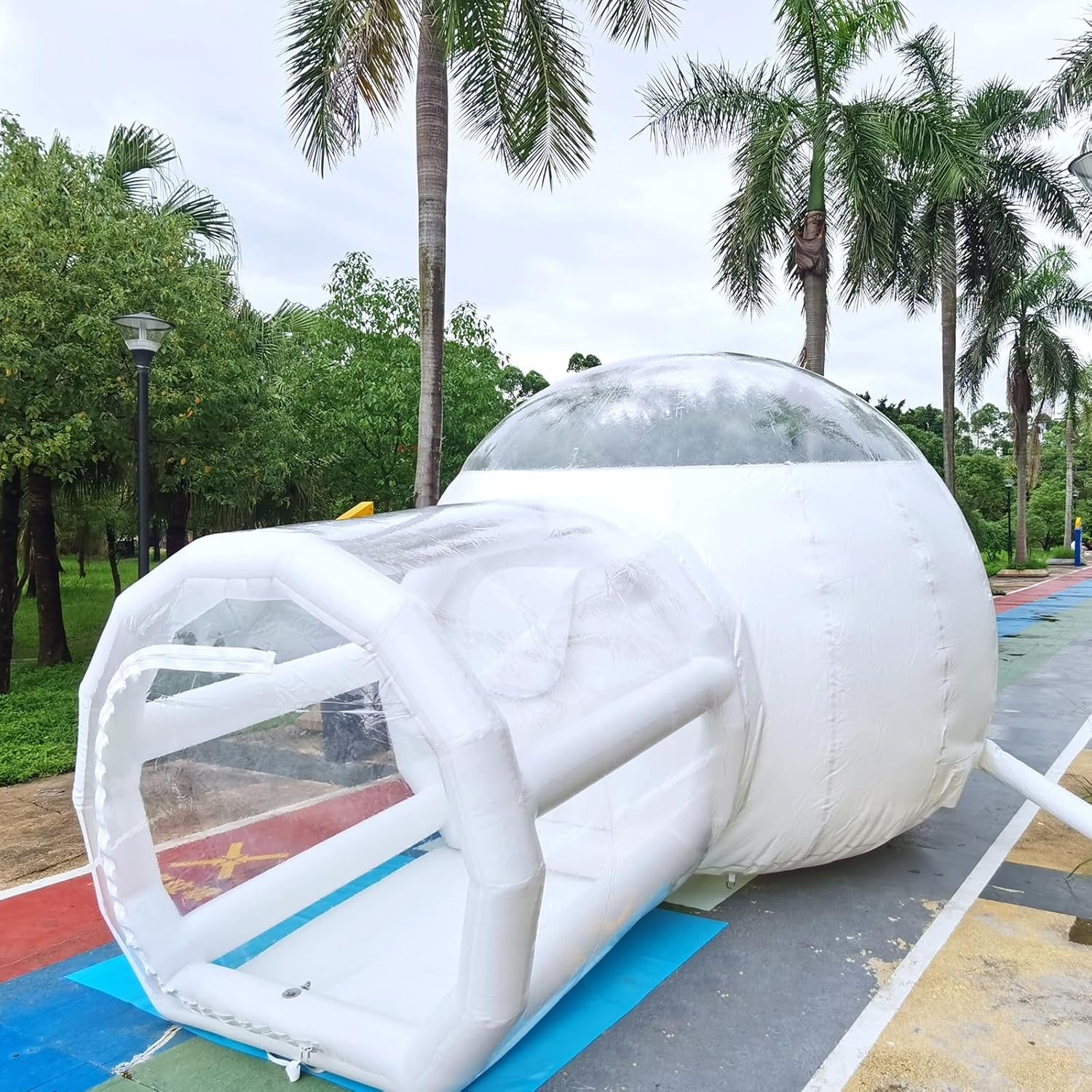 Inflatable Bubble Camping Tent, Clear Dome Balloon Garden Tent Transparent D-Ring Single Tunnel Bubble House with Air Blower for Outdoor Backyard Festivals Family Camping