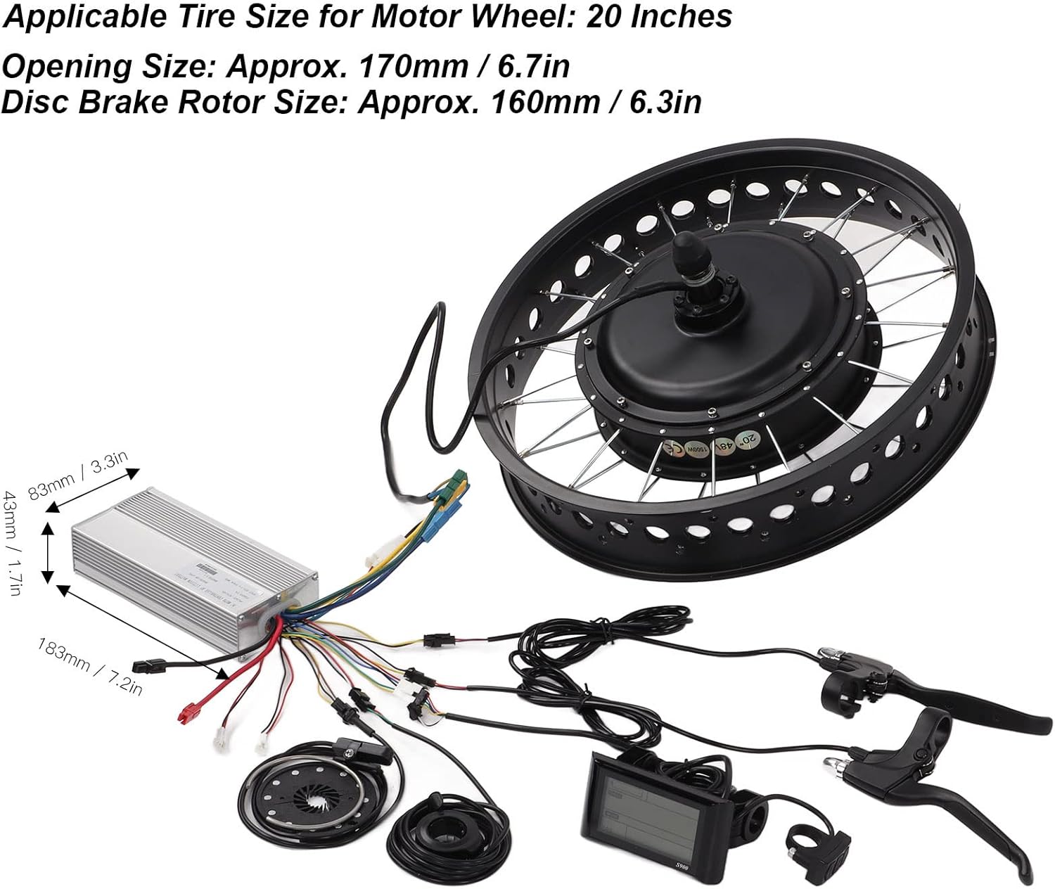 48V 1500W Electric Bike Conversion Kit, 20 Inch Rear Wheel, Electric Bike Hub Motor Kit with Controller