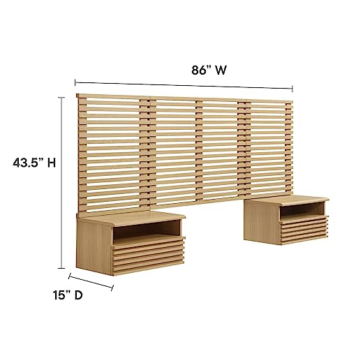 Modway Render Wall-Mount Headboard and Modern Nightstands Bedroom Set, King, Charcoal