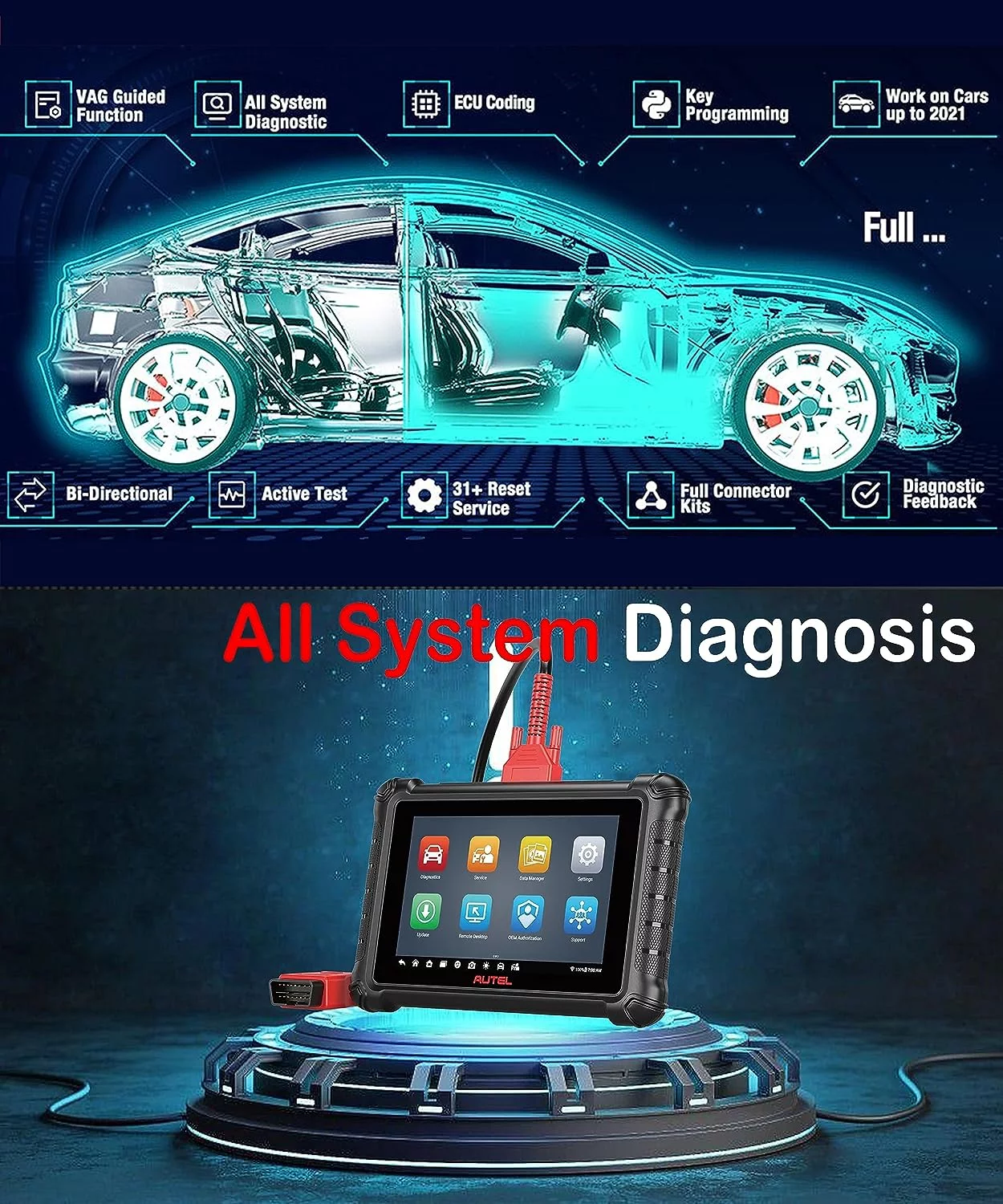 AutelScanner MaxiCheck MX900 OBD2 Scanner 40+ Function 10000+ Vehicles Bi Directional Scan Tool Support CAN FD&Do IP All System Diagnostic Scanner, Better MX808 MK808 MX808S