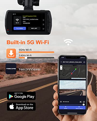 Dual Dash Cam 5G WiFi GPS, Real 4K+HDR 1080P Dash Cam Front and Rear, 3.3" Eye-Care Screen, Super HDR Night Vision, Parking Mode, Dash Camera for Cars with App, G-Sensor, Support 512GB Max