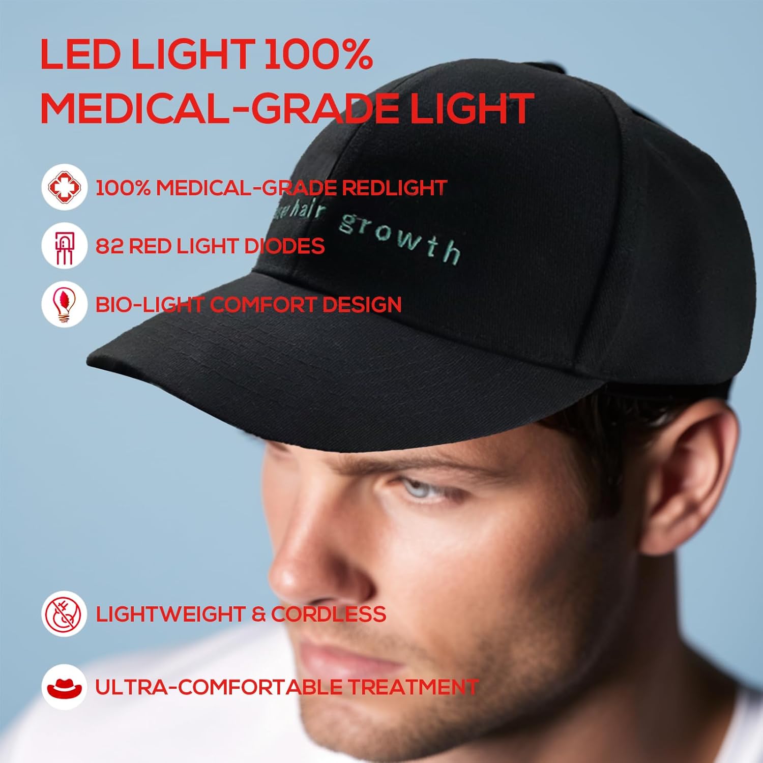 Laser Hair Growth Cap, Laser Therapy Cap for Hair Regrowth, Hair Regrowth Treatments Laser Cap, Red Light Therapy Cap Laser Hair Growth System Hair Loss Treatments for Men & Women Laser Therapy Cap