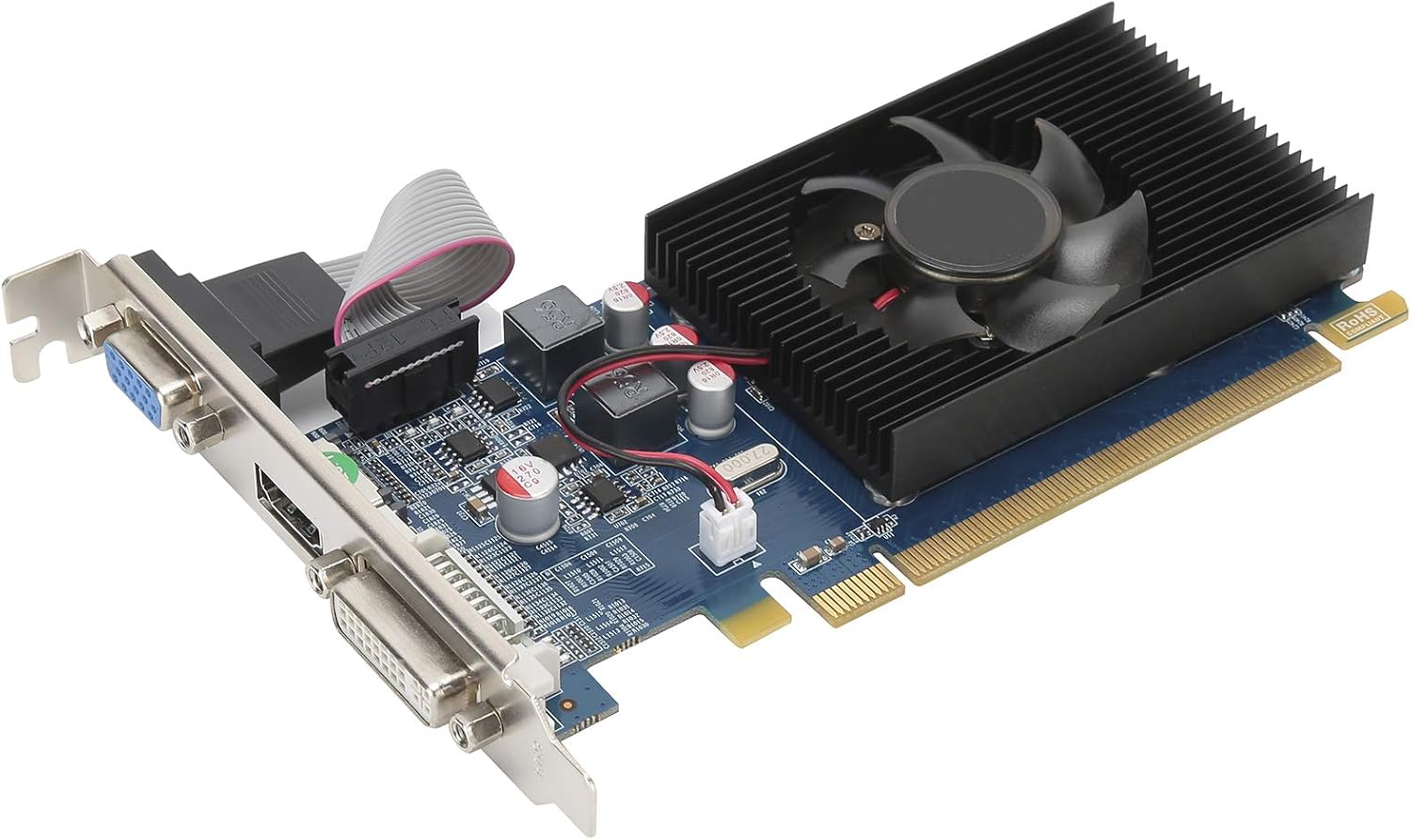 Vbestlife PC Graphics Card, HD6450 2G 64bit DDR3 Graphics Card with PCI Express 3.0 Slot, for Office Desktop Computer