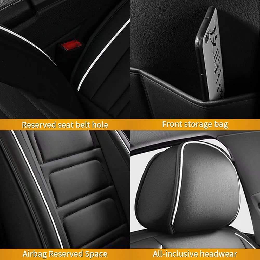 Car Seat Covers Custom Fit Full Set Seat Covers Compatible with Kia Soul 2015 2016 2017 2018 2019 2020 2021 Waterproof Faux Leather Vehicle Cushion Cover with Airbag