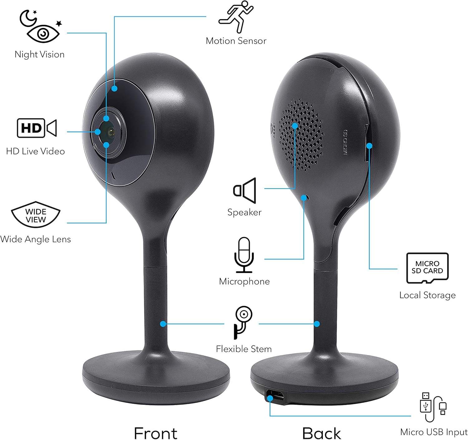 Geeni Look Indoor Smart Security Camera, 1080p HD Surveillance with 2-Way Talk and Motion Detection, Works with Alexa and Google Home, No Hub Required (2 Pack)