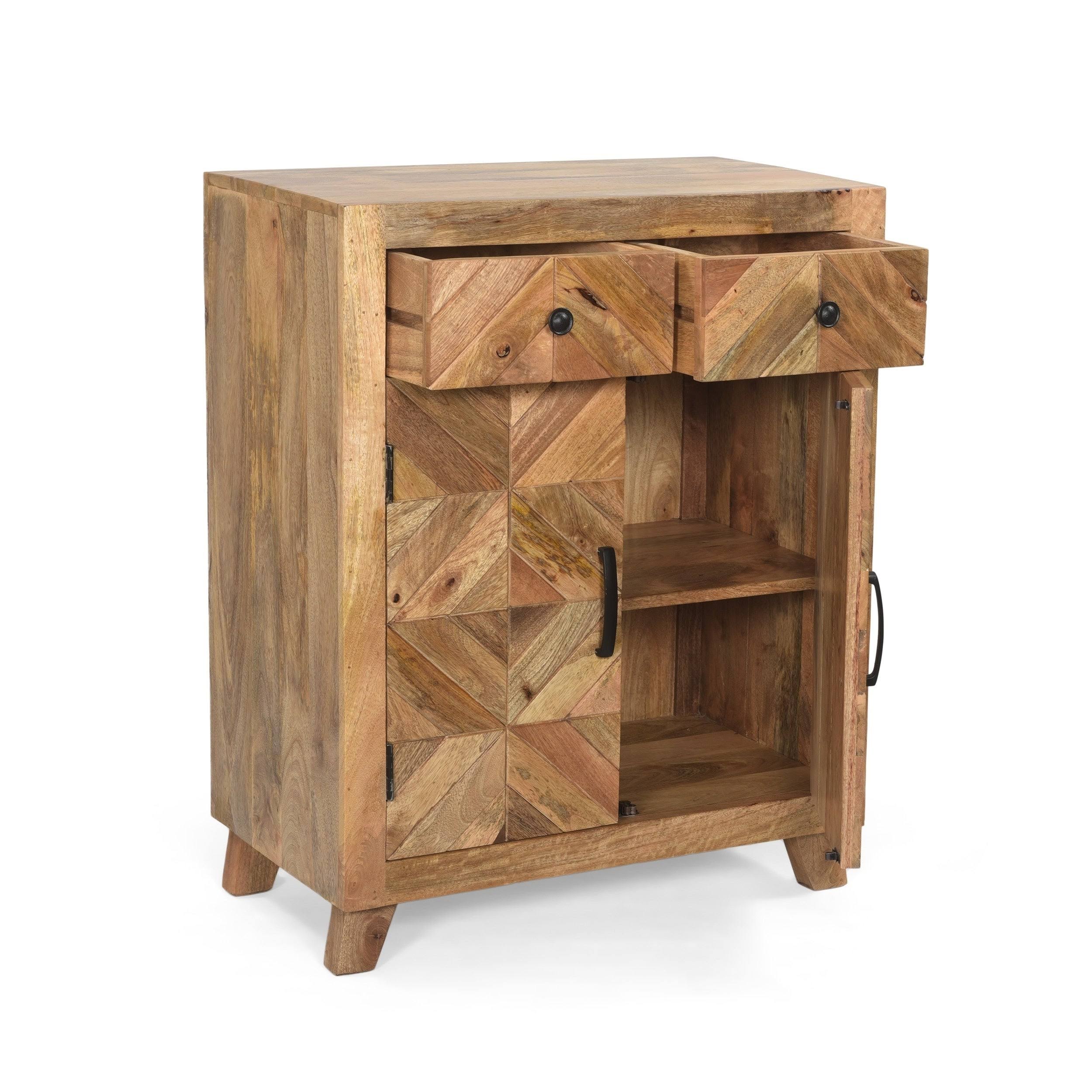 Latham Boho Handcrafted Mango Wood 2 Door 2 Drawer Cabinet by Christopher Knight Home (Natural Brown) 311203
