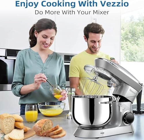 9.5 Qt Stand Mixer, 10-Speed Tilt-Head Food Mixer, Vezzio 660W Kitchen Electric Mixer with Stainless Steel Bowl, Dishwasher-Safe Attachments for Most Home Cooks (Black)