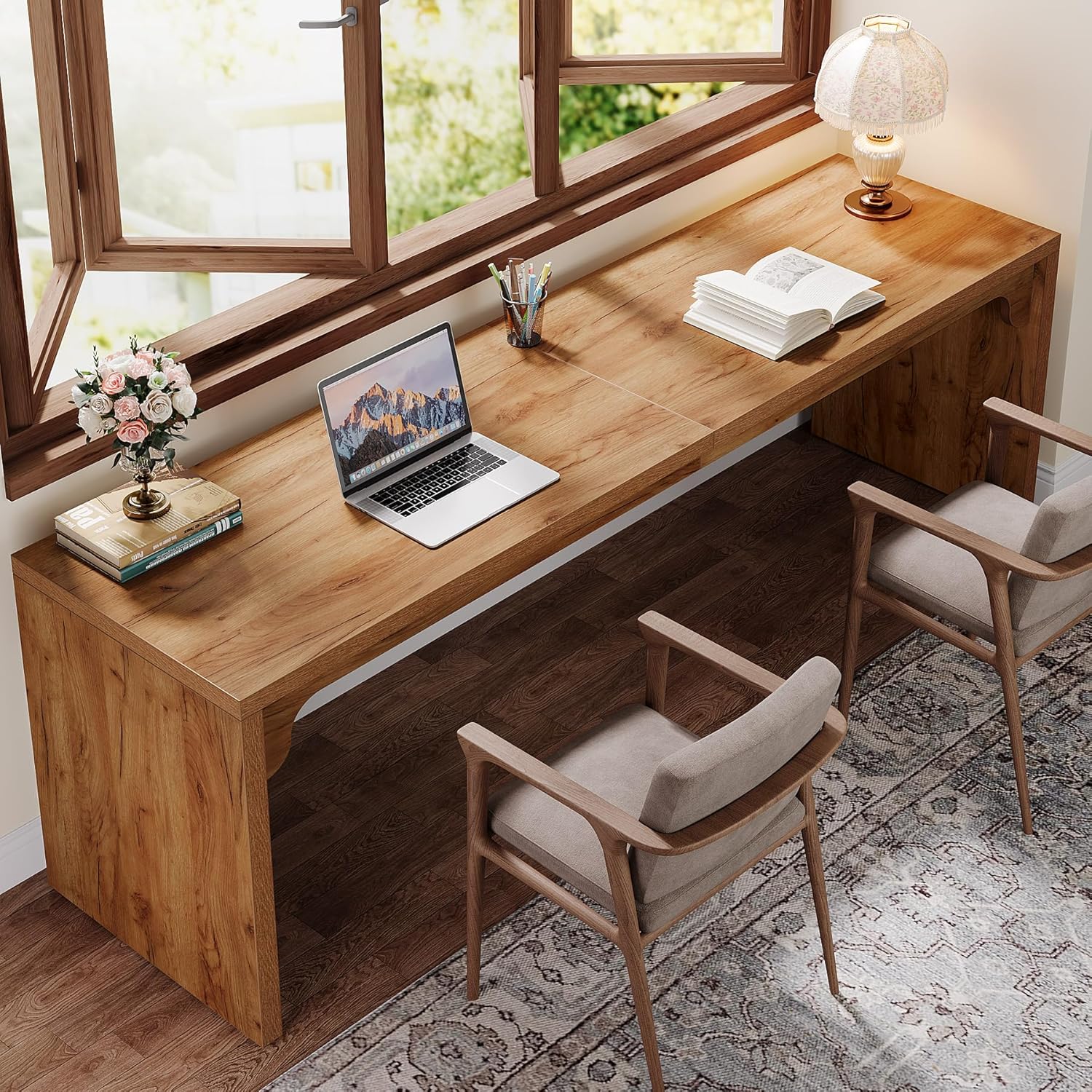 Tribesigns 78.7 Inches Long Computer Desk, Wooden Extra Long Desk Double Desk Workstation, 2 Person Desk for Home Office, Large Writing Desk for 2 People
