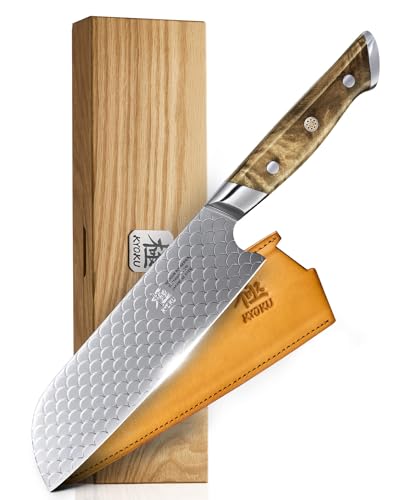 KYOKU 8" Chef Knife, Shogun Koi Series Chef's Knife with Koi Scale Pattern, Japanese VG10 Stainless Steel Kitchen Knife with Sheath & Gift Box, Full Tang Professional Knife