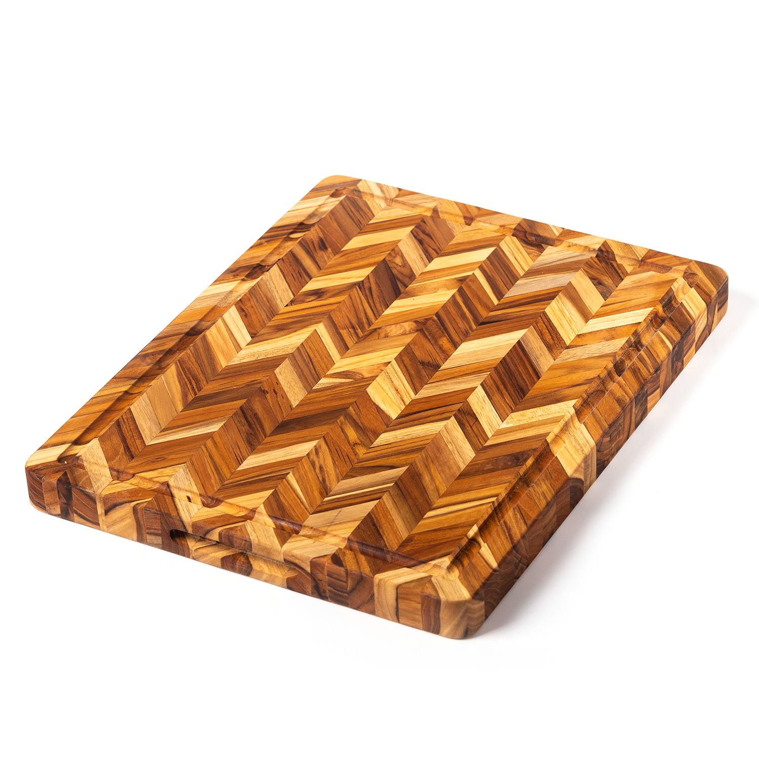 Teakhaus Reversible Cutting Board with Hand Grips u0026 Juice Canal