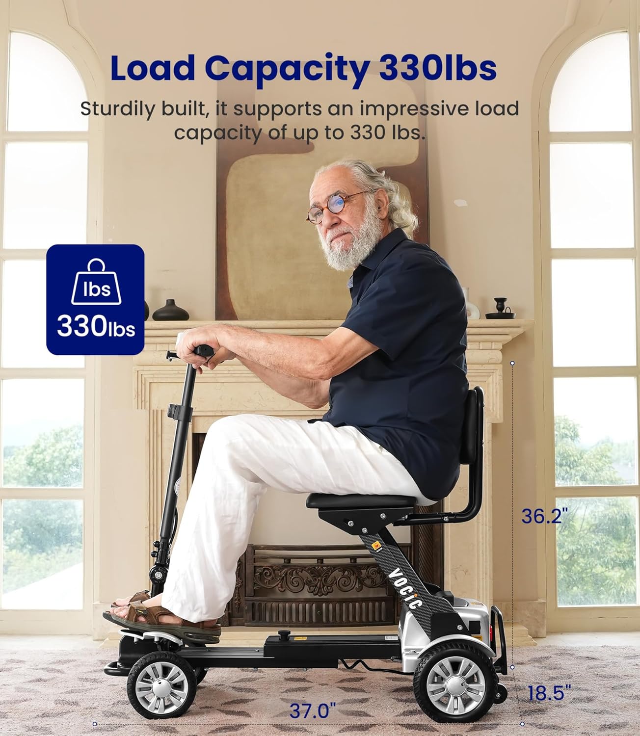 Mobility-Scooter-Carbon-Fiber, Powered-Mobility-Scooters-for-Seniors-Adults, Lightweight Adult Motorized E Scooter 46LBS, 4 Wheel Electric Scooter with Seat, Folding Motor Scooter-2024 New