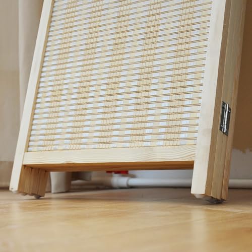 5 Panel Room Divider and Folding Screen Room Divider,Bamboo Room Divider Screen for Room Separation,67" H x 76.75" W