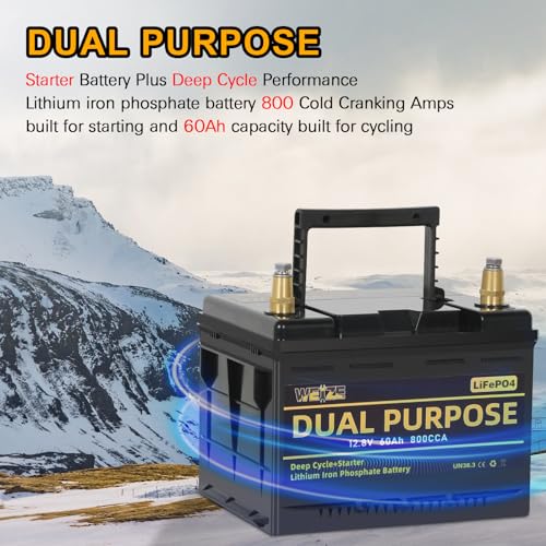 WEIZE 12V 105AH Dual Purpose LiFePO4 Lithium Battery, 1000CCA Group 31 Group 27 GC2 Starter Battery Plus Deep Cycle Performance, Built-in Smart BMS, Perfect for Automotive, Trolling Motor, Marine, RV