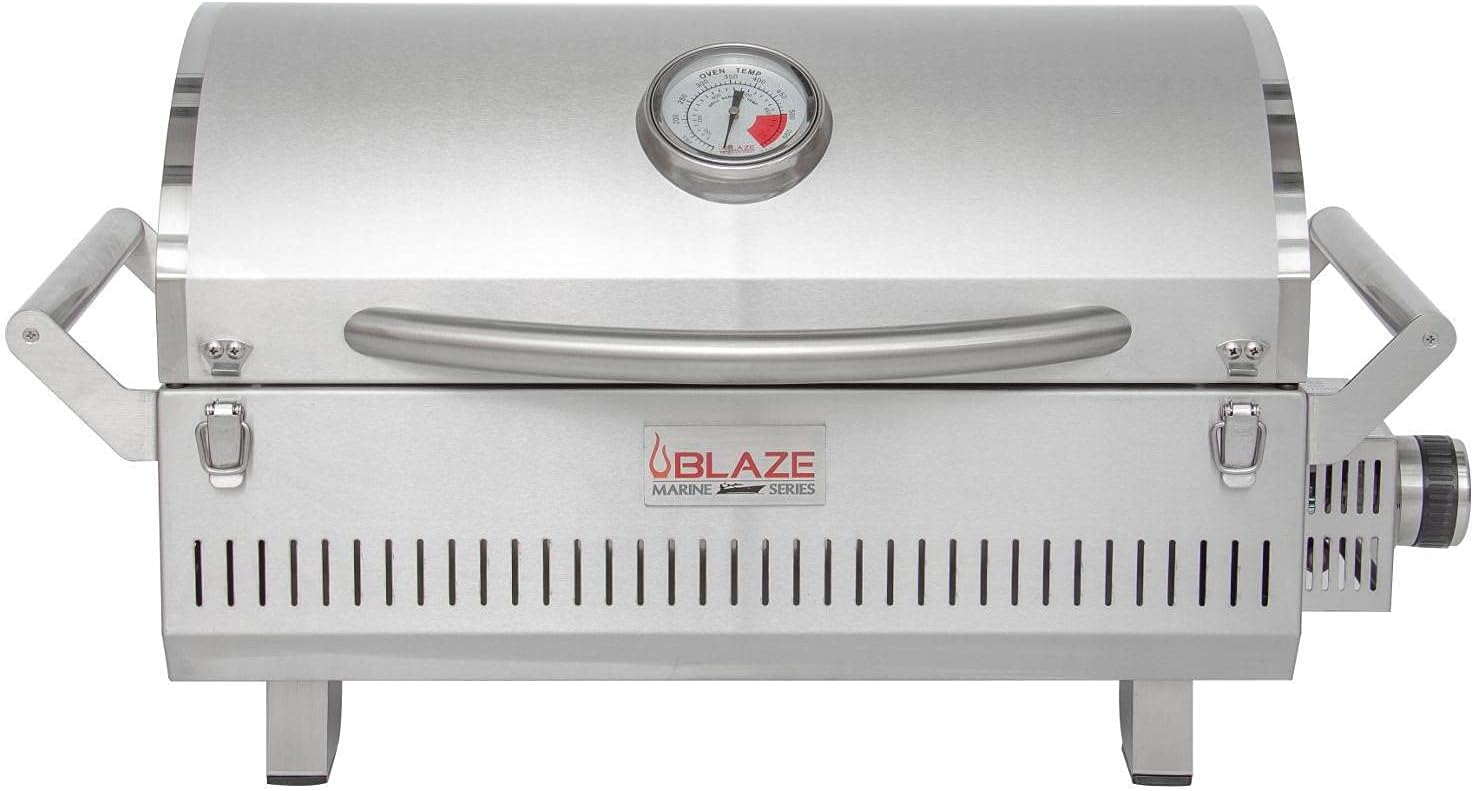 Blaze Professional LUX Marine Grade Portable Propane Gas Grill On Pedestal with Side Shelves - BLZ-1PRO-PRTMG-LP