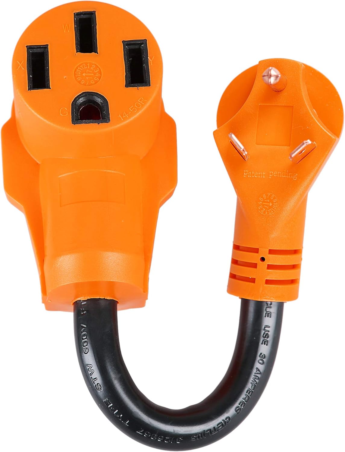 RVICORD RV Adapter 30 Amp to 50 Amp 10AWG/3 RV Adapter Cord 12 inch with Handle TT-30P Male to 14-50R Female Electrical Converter, ETL Certified