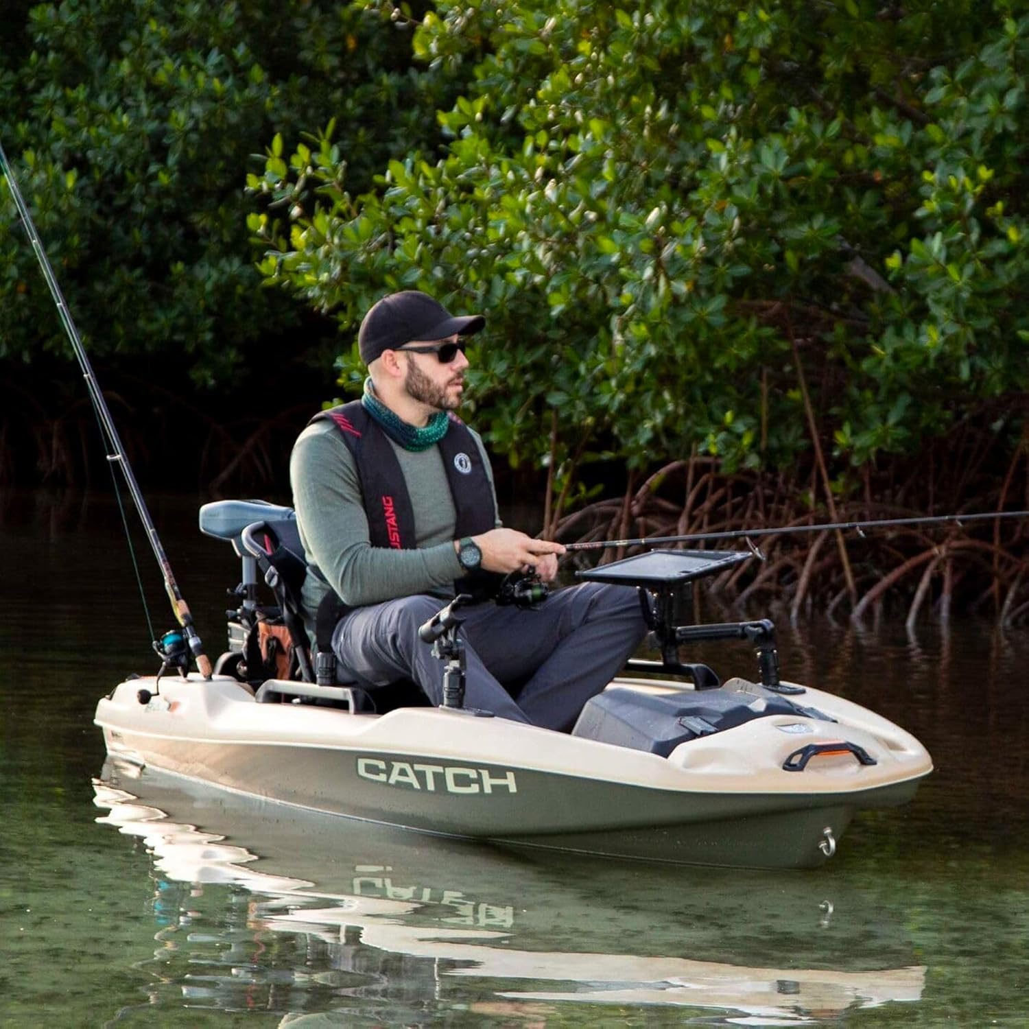 Pelican Catch PWR 100 - Sit-on-Top Fishing Kayak - Ergo360 Seating System - 10 ft - Forest Green/Magnetic Grey