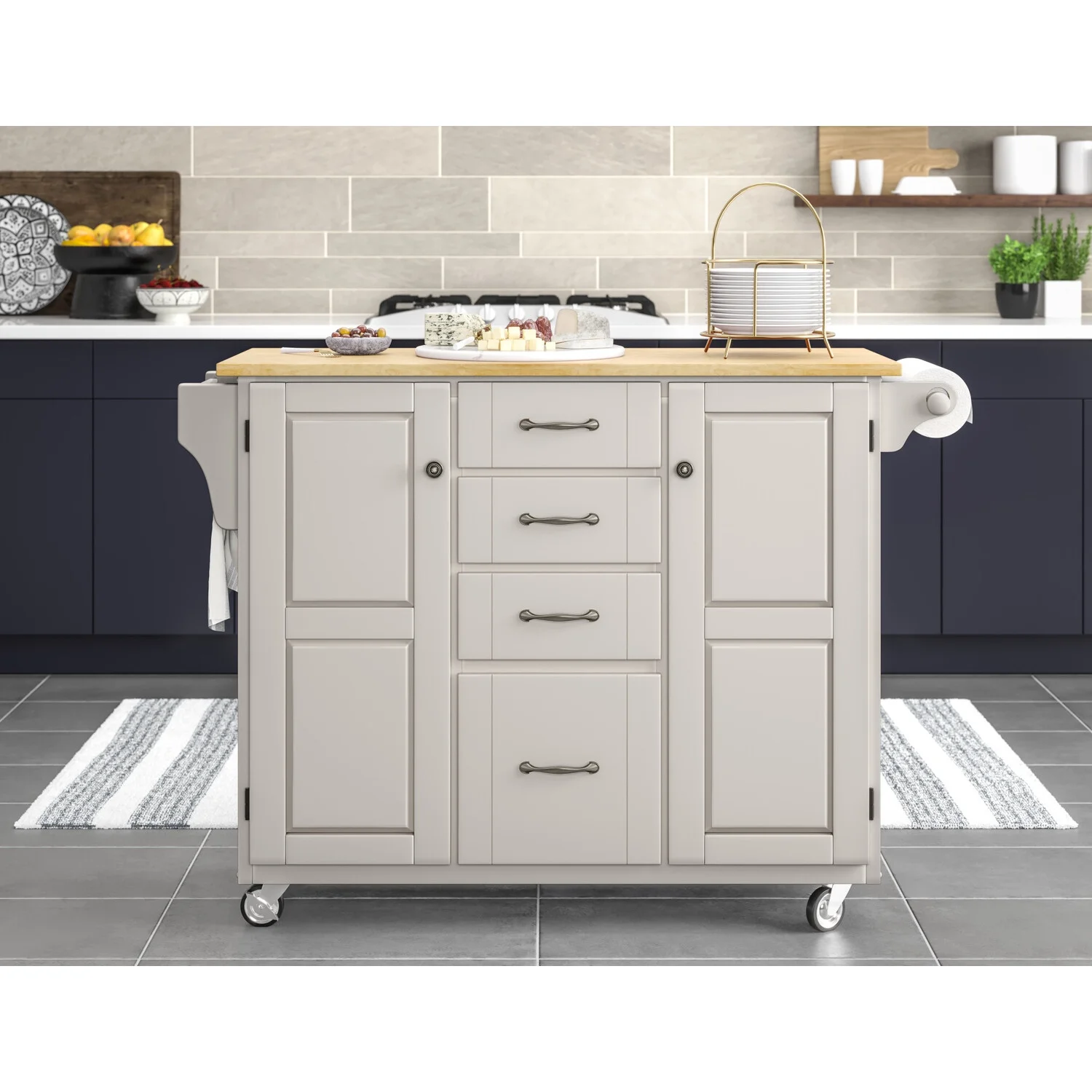 Homestyles Create-a-Cart Wood Rolling Kitchen Cart in Off White