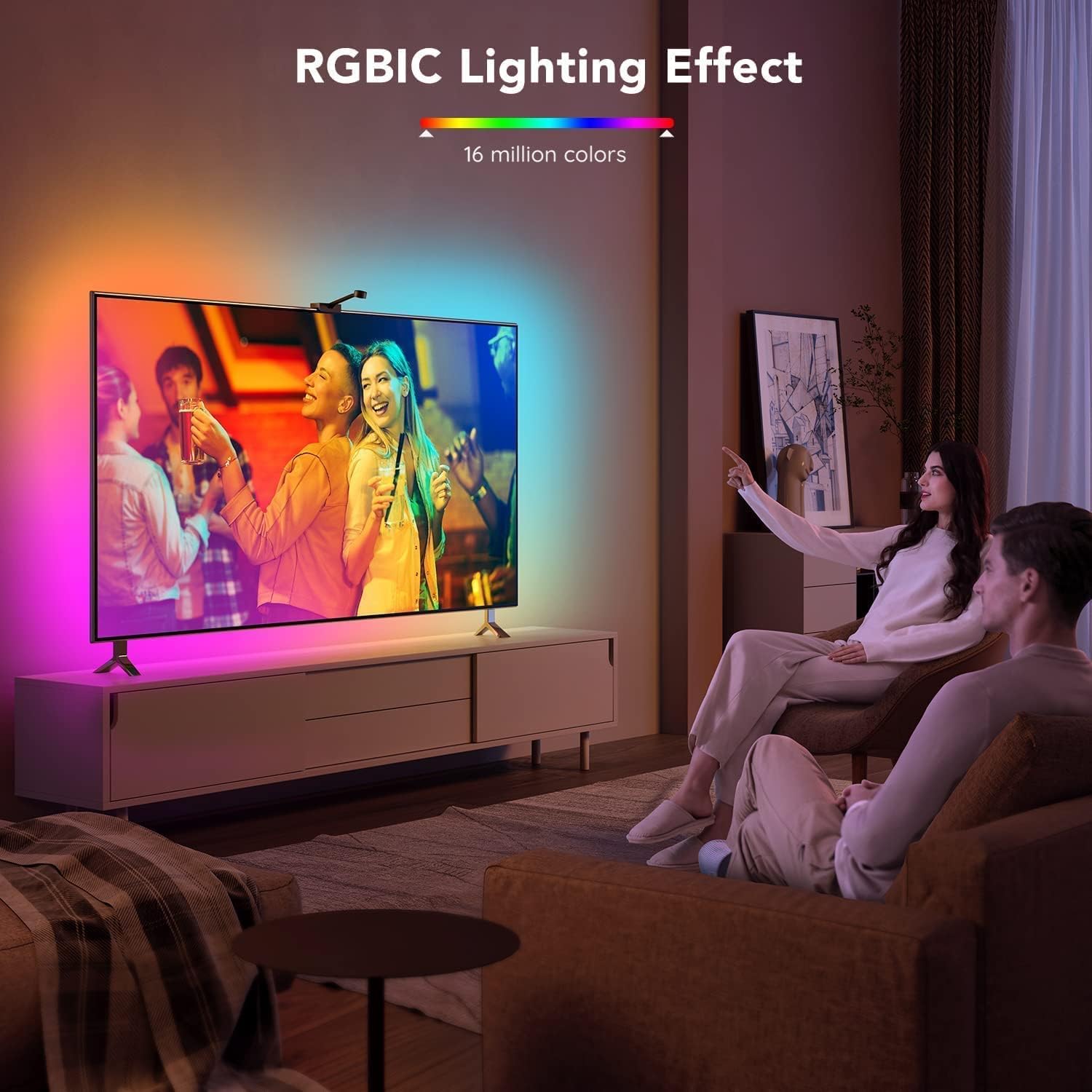 Govee Immersion TV LED Backlights with Camera, RGBIC Wi-Fi TV Backlights for 55-65 inch TVs PC, Works with Alexa & Google Assistant, App Control, Music Sync TV Lights, Adapter, H6199