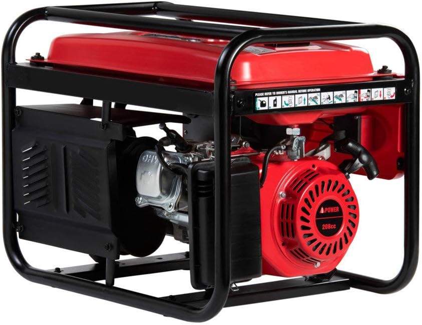 A-iPower AP4000 4,000-Watt Gasoline Powered Manual Start Generator, 4000 Watt, red