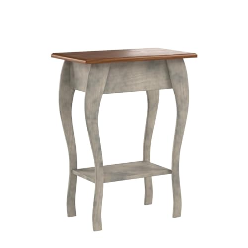 Peaceful Classics Wooden End Table- Amish Handmade Slim Side Table for Living Room, Bedroom, Entry Way, & Hallway, Thin Narrow End Table with 2-Tiered Shelves for Display & Storage, Mocha