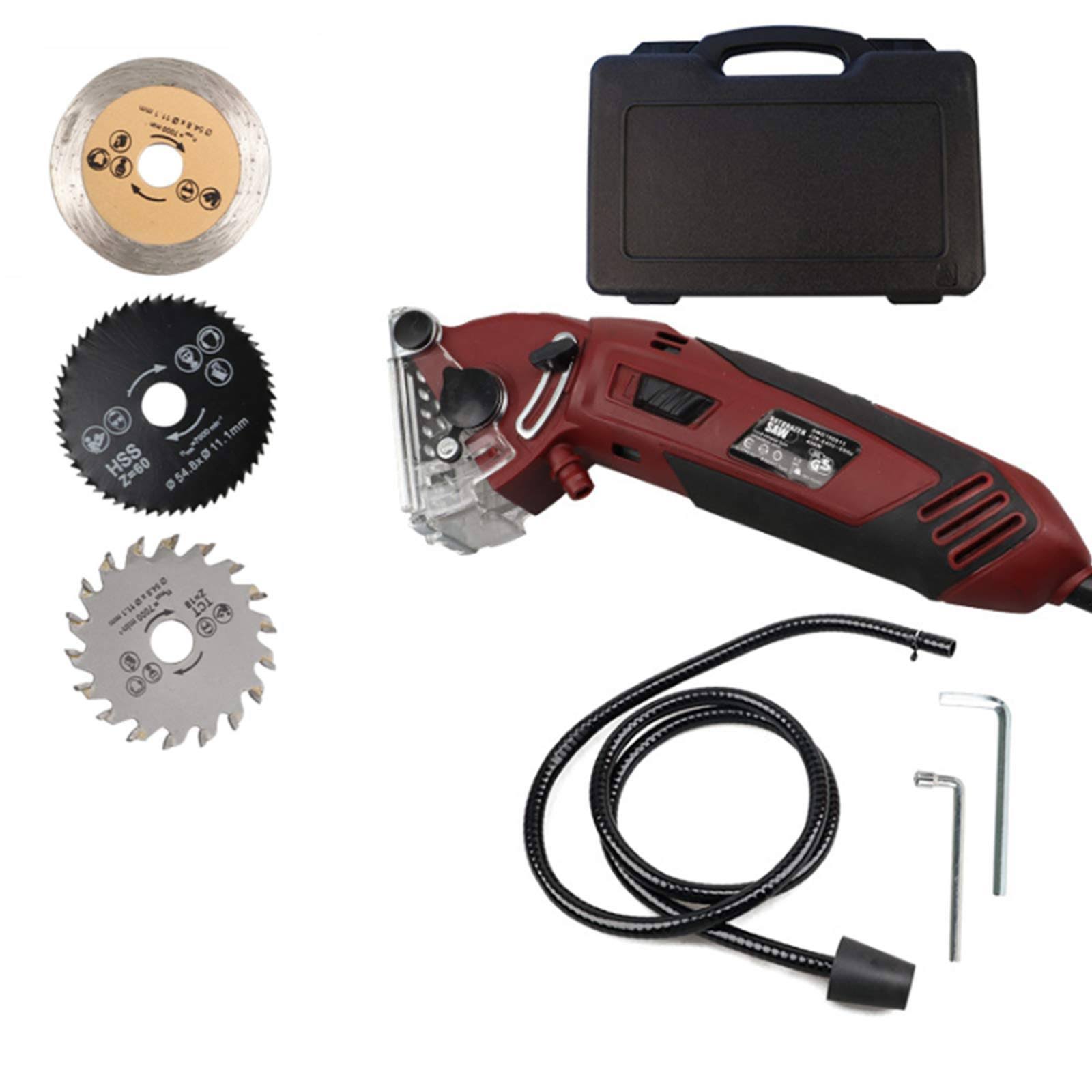 Soiiw 400W Multifunction Mini Circular Saw Machine Set with 3 Carbide Tipped Blade for Cut Drywall,Tile,Metal,PVC Plastic Pipes,