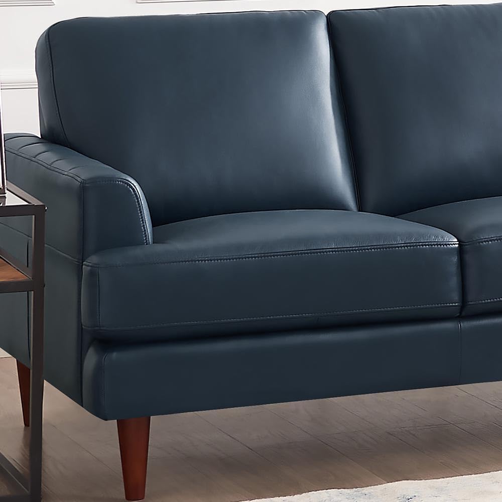 Hydeline Cassia Top Grain Leather Loveseat, Bristol Navy
