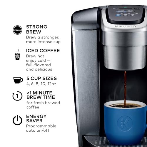 Keurig K-Elite Single Serve K-Cup Pod Coffee Maker, with Strength and Temperature Control, Iced Coffee Capability, 8 to 12oz Brew Size, Programmable, Brushed Slate