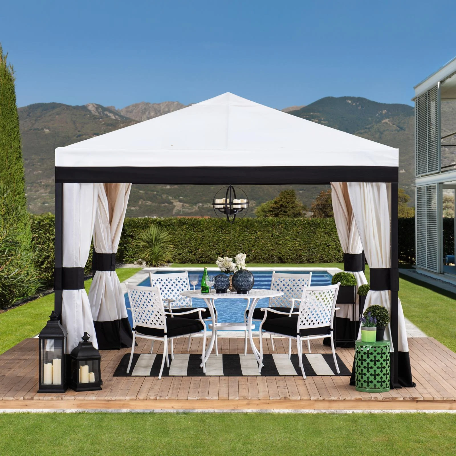 Sunjoy 10 ft. x 10 ft. Steel Gazebo - Black and White