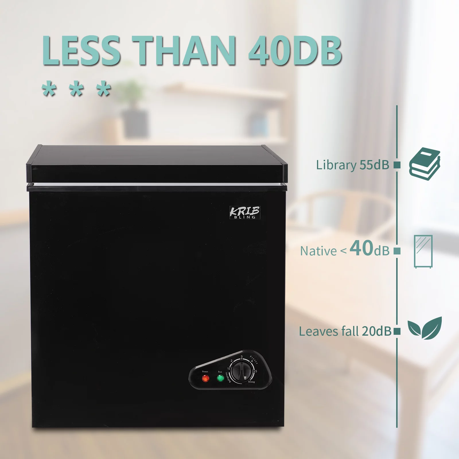 Krib Bling 5.0 Cu.ft Compact Chest Freezer with Removable Basket, Top Door Open Freestanding Deep Freezer with 7 Gears Temperature Adjustment, Ideal for Home, Kitchen & Basement, Black
