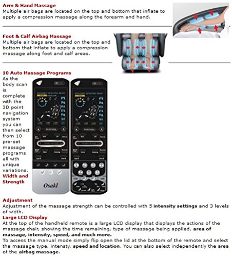 Osaki OS-3D Pro Dreamer Full Body Massage Chair, Foot Rollers, 2 Stage Zero Gravity, Computer Body Scan (Black)