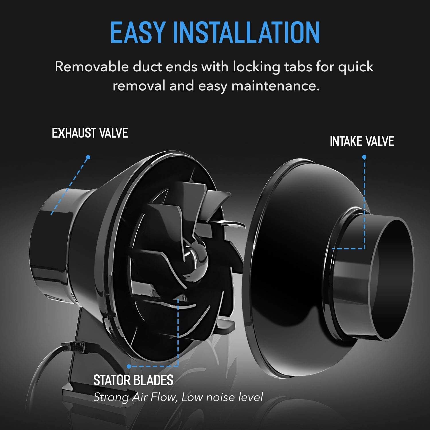 iPower 4 Inch 195 CFM Inline Fan Circulation Vent Blower, Air Carbon Filter and 8 Feet Flexible Ducting for Grow Tent Ventilation, Exhaust, 4 Fan & Filter, HVAC Heating Cooling