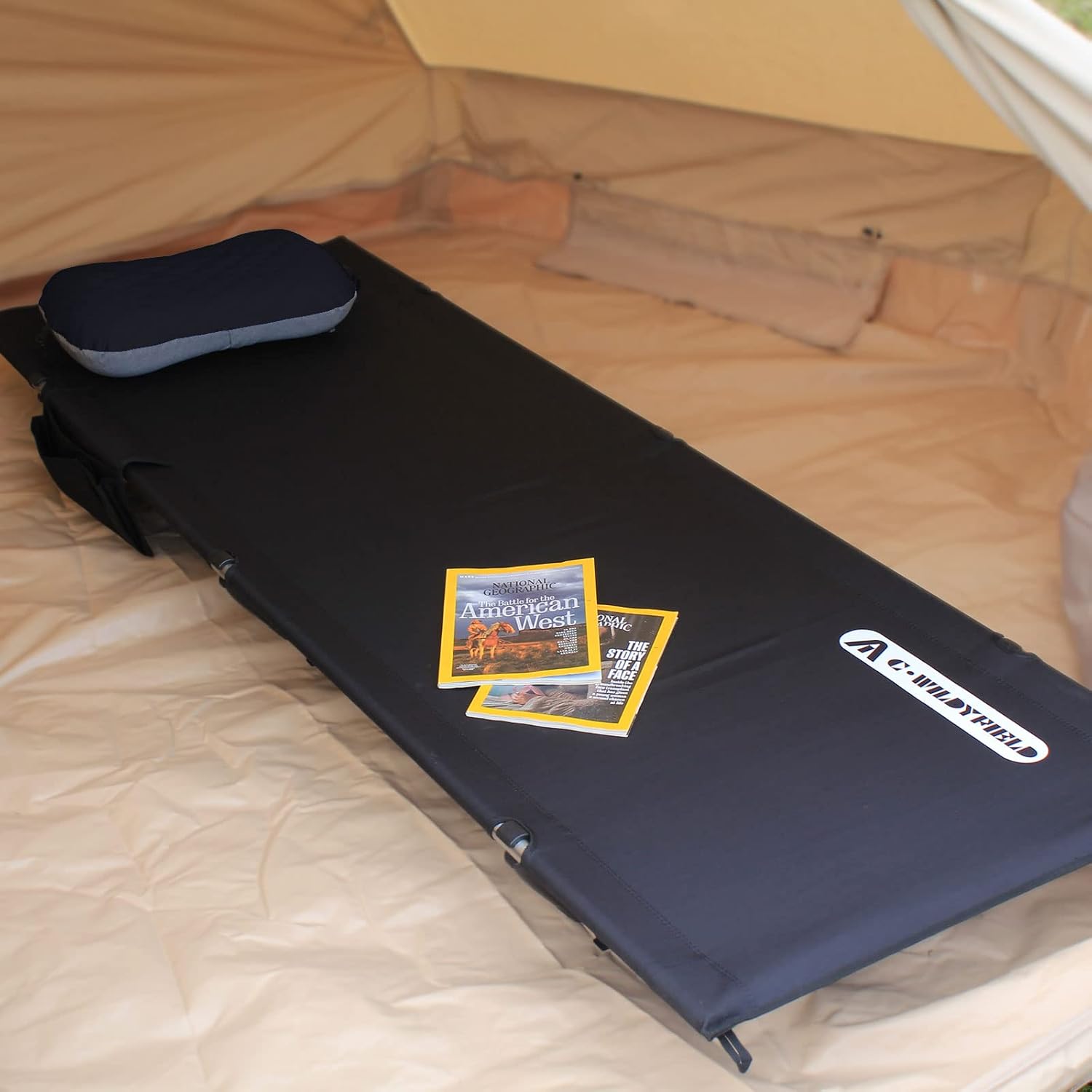 C·WILDYFIELD Camping Cot, Portable Folding Camping Cots Height Adjustable Tent Cot Heavy Duty Sleeping Cot Lightweight Ultralight Folding Bed for Adults Outdoor Overnighter Camping