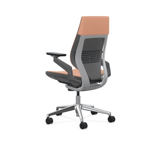 Steelcase Gesture Office Chair - Cogent: Connect Graphite Fabric, Low Seat Height, Wrapped Back, Light on Dark Frame with Polished Aluminum Base, Lumbar Support, and Hard Floor Casters