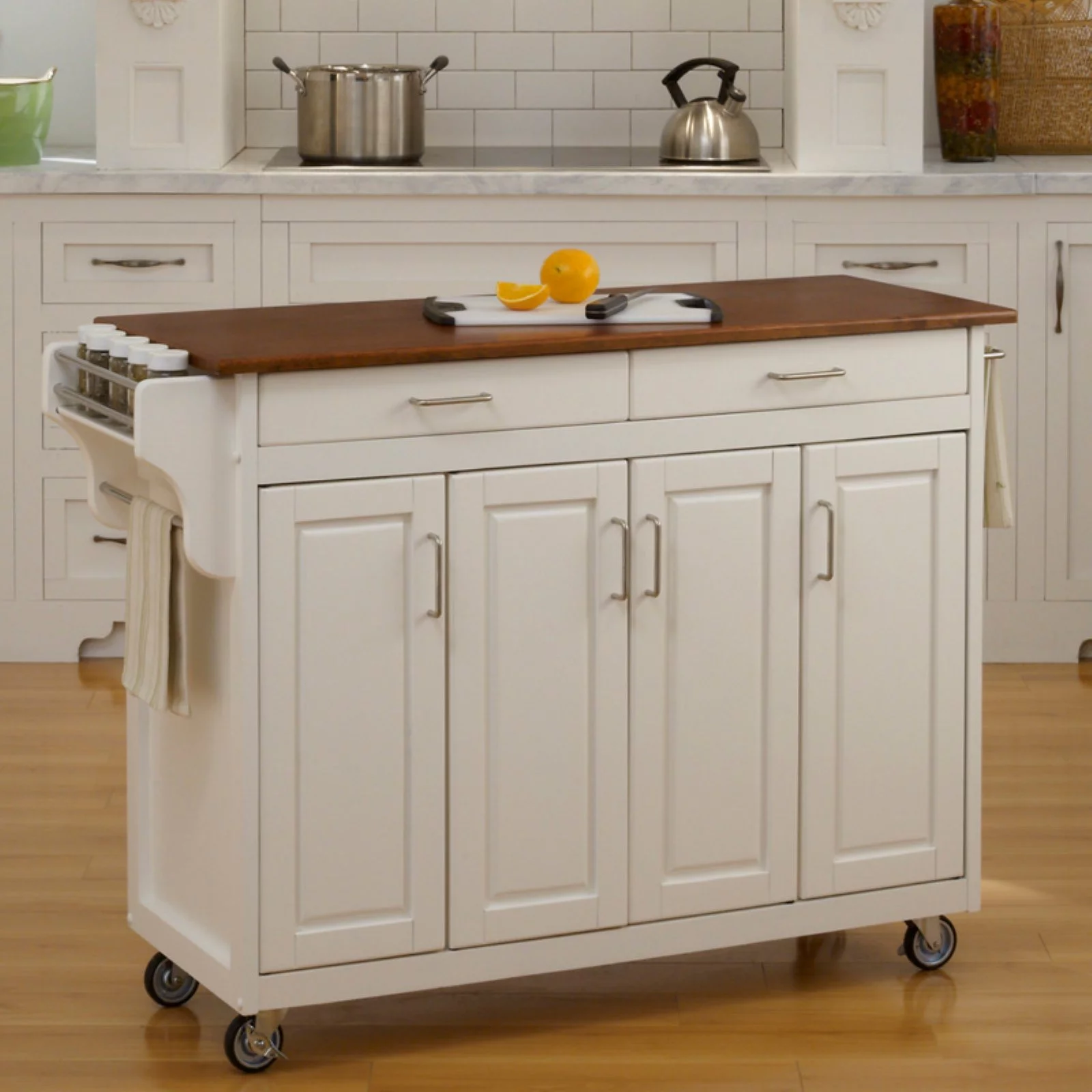 Homestyles Create-a-Cart Wood Rolling Kitchen Cart in Brown - Curated Treasures Market