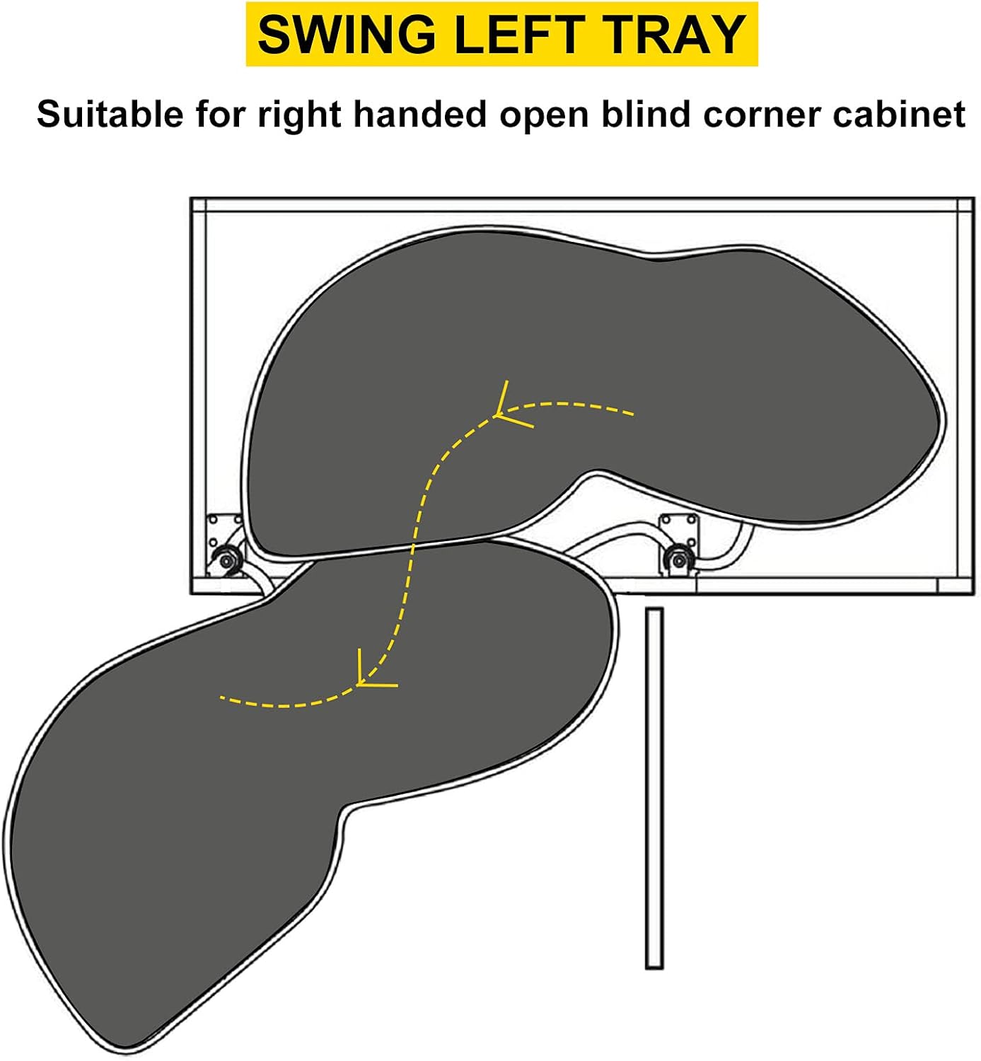 VEVOR Swing Left Blind Corner Cabinet Pull Out for 36 inch Cabinet, 2 Tier Swing Tray Blind Kitchen Cabinet, Soft Close Cloud Blind Organizer for Right Handed Open Blind Corner Cabinet
