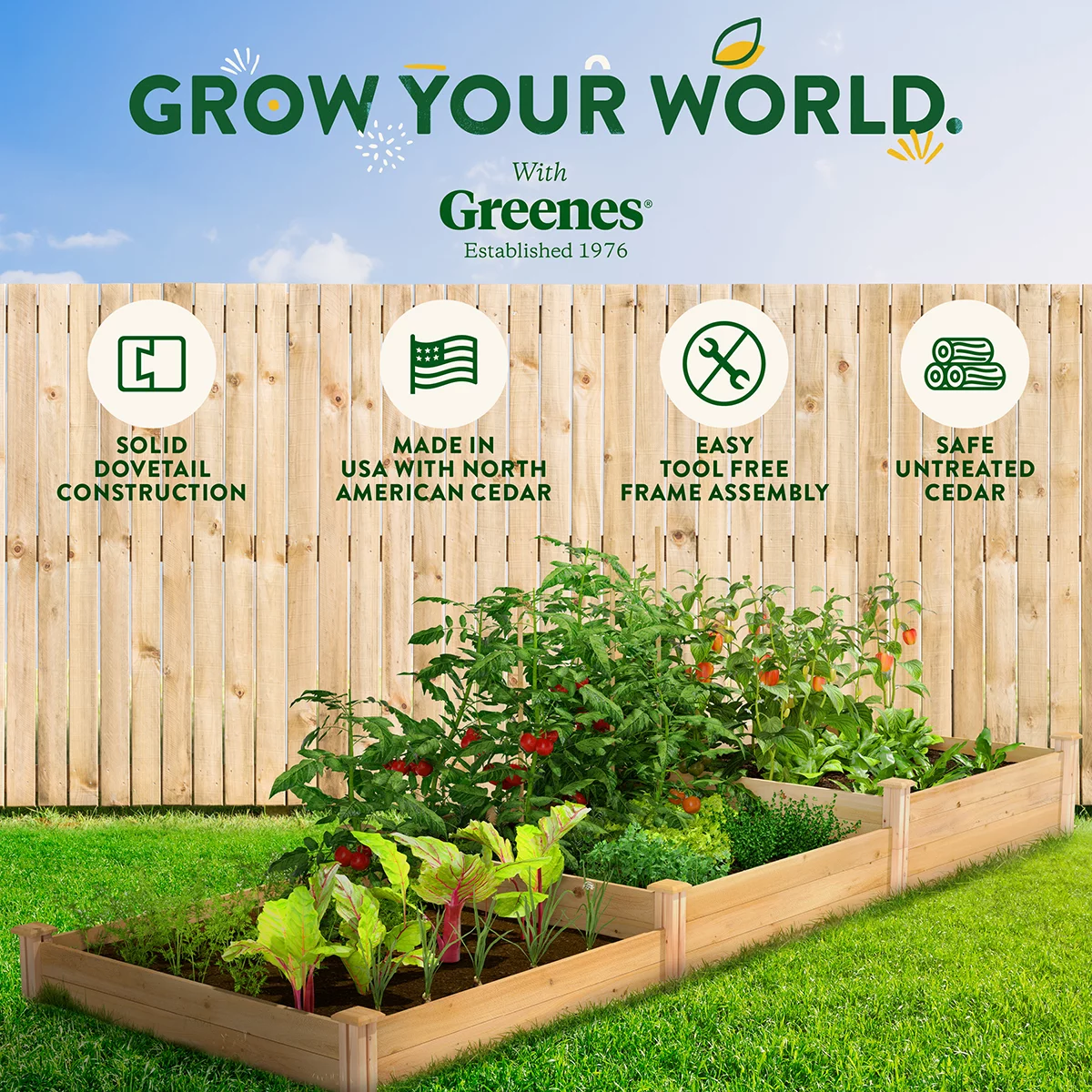 Greenes Fence Dovetail Stair-Step Cedar Raised Garden Bed