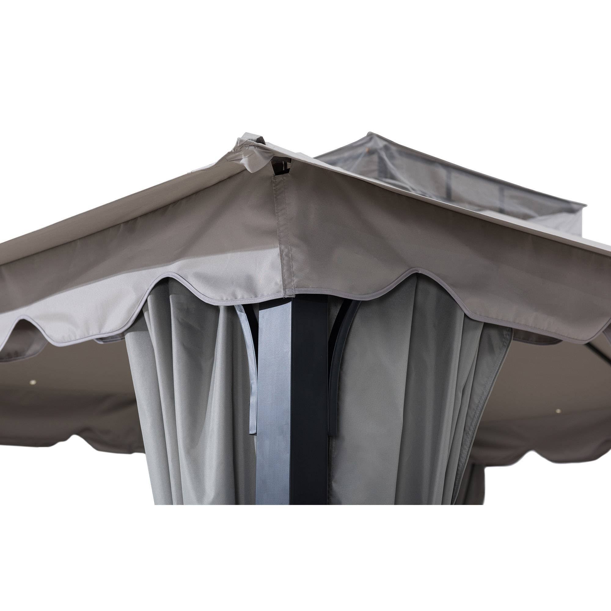 Sunjoy A101011400 Pindar 10x11 ft. Steel Gazebo with 2-Tier Hip Roof, Gray