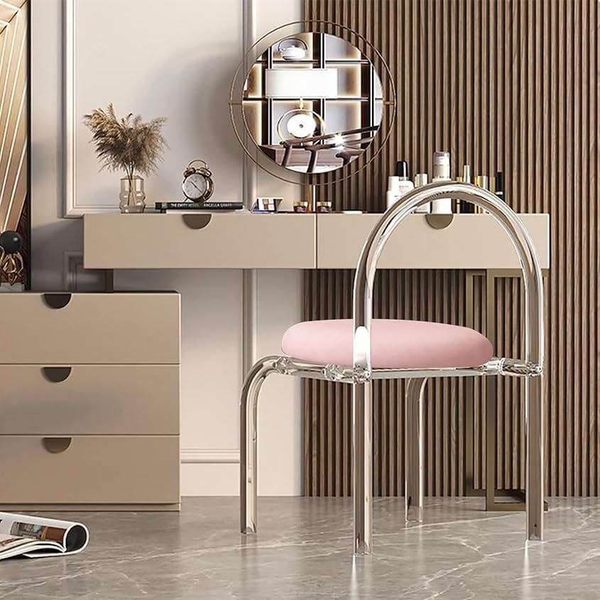 Acrylic Transparent Modern Chair Transparent Fluid Style, Casual Light Luxury Dining Chair, Bedroom Makeup Chair, Weight Capacity 330 Lb,Grey