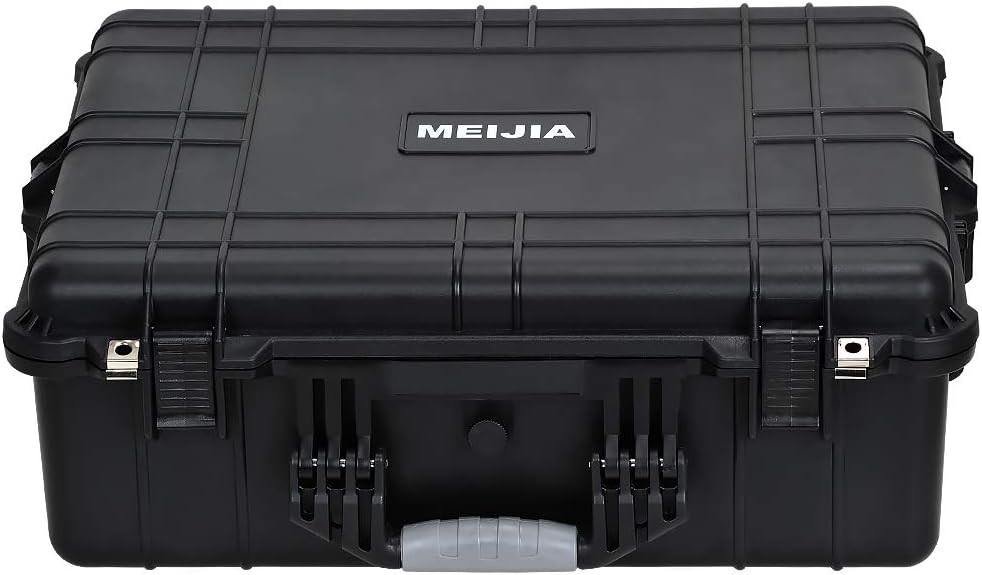 MEIJIA Portable Waterproof Protective Hard Case,Camera Case With Customizable Fit Foam Insert, Elegant Black, 24.25X19.43X8.68
