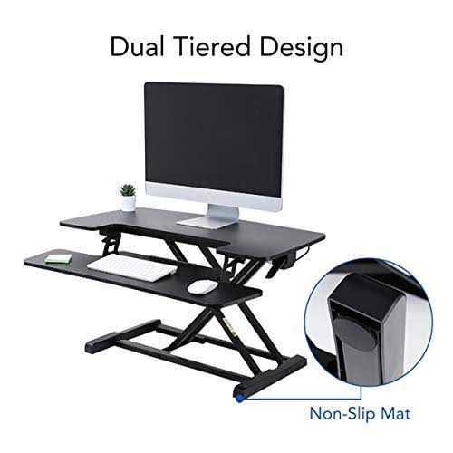 FlexiSpot Standing Desk Converter 28 inch Height Adjustable Stand Up Desk Riser, Black Home Office Desk with Deep Keyboard Tray