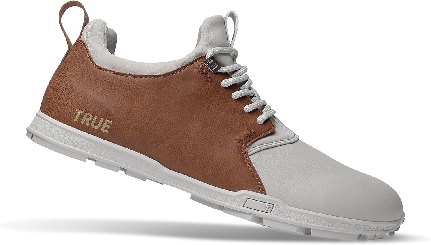TRUE linkswear Original 1.2 Men's Golf Shoes, for Superior Comfort and Breathability, Soft White/Brown - Size 9