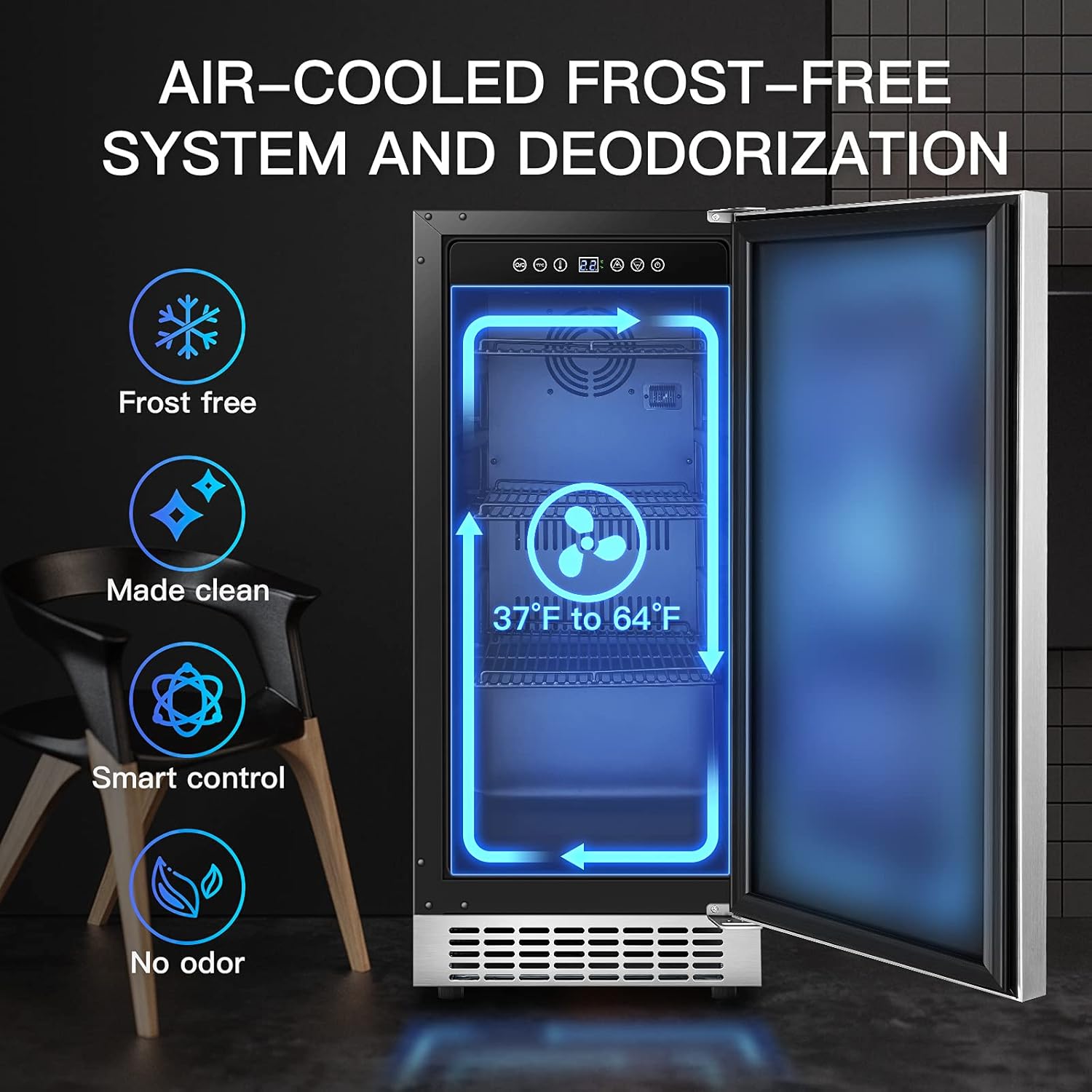 BODEGA Beverage Cooler 24 Inch, Built-in and Freestanding Beverage Refrigerator 180 Cans, Stainless Steel Under Counter Beverage Fridge with Advanced Cooling System, Adjustable Shelf, Energy Saving, Perfect for Soda, Water, Beer, etc.