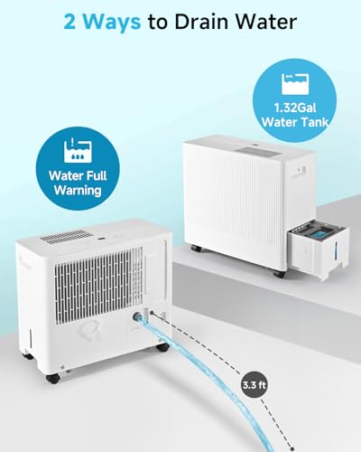 52 Pints Dehumidifiers for Home - 4500 Sq.Ft Energy Star Dehumidifier with Drain Hose for Basement Bedroom Bathroom Large Room,Auto Defrost,Intelligent Humidity Control, 0.85 Gal Water Tank