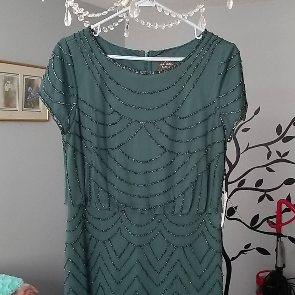 Adrianna Papell Beaded Blouson Gown - Green