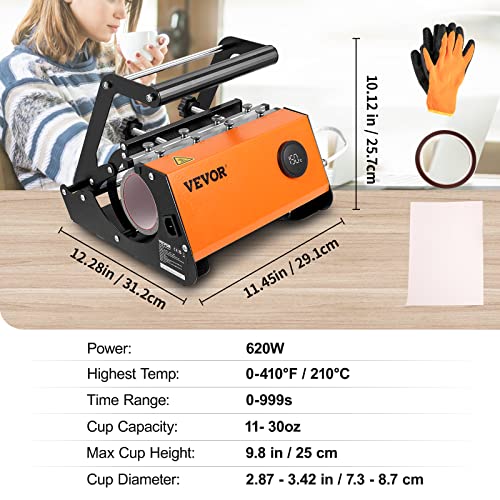 VEVOR Hat Press, Heat Press Machine for Caps with 3.5"×5.5" Curved Heating Element, Digital LCD Timer and Temperature Control, with LCD Timer and Temperature Control, Rigid Steel Frame - Black
